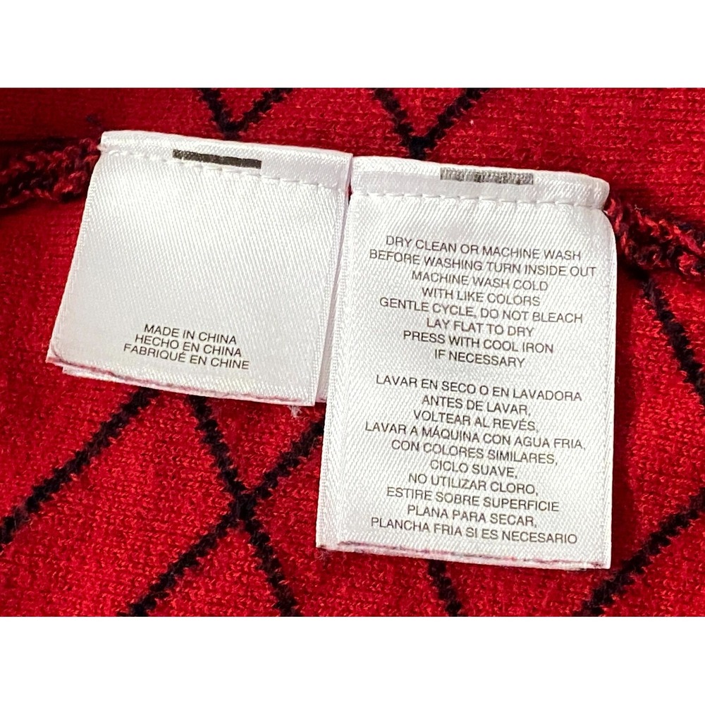 Anne Klein Women's Black Red Cardigan Open Front Printed Sweater Casual Medium - Picture 4 of 8